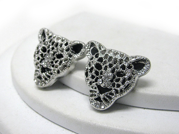 Crystal deco leopard earring