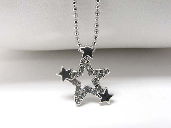 Made in korea whitegold plating crystal stud star pendant necklace