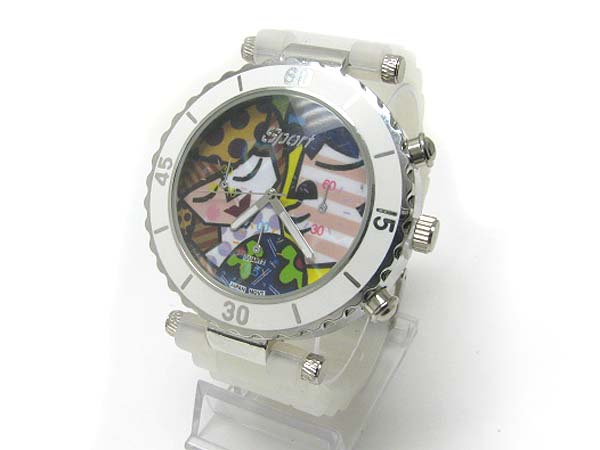 Picasso back face fashion rubber band watch