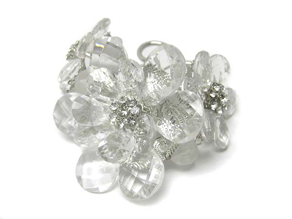 Crystal stud ice beads flower link bracelet