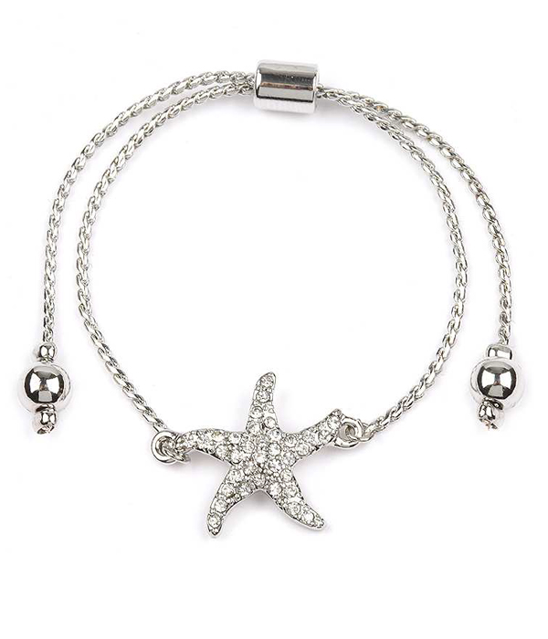 Crystal starfish adjustable bracelet