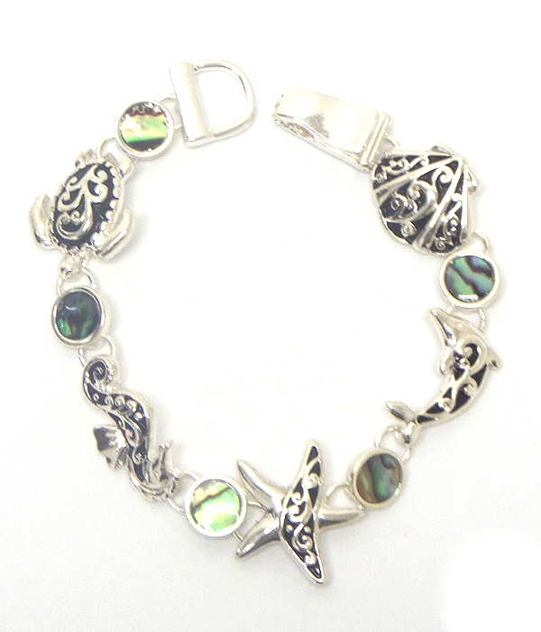 Sealife theme abalone stone magentic bracelet