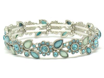 Crystal flower stretch bracelet