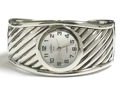 Designer style metal cable bangle watch