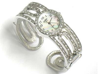 Boutique style crystal deco bangle watch