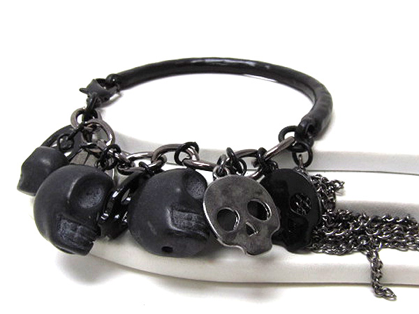 Half metal bangle chain  skull theme charm chain bracelet