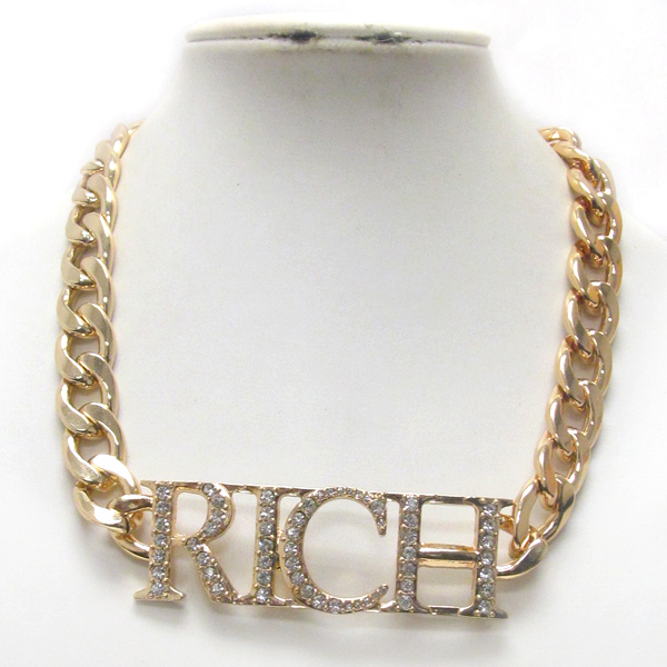 Crystal deco rich and thick chain necklace