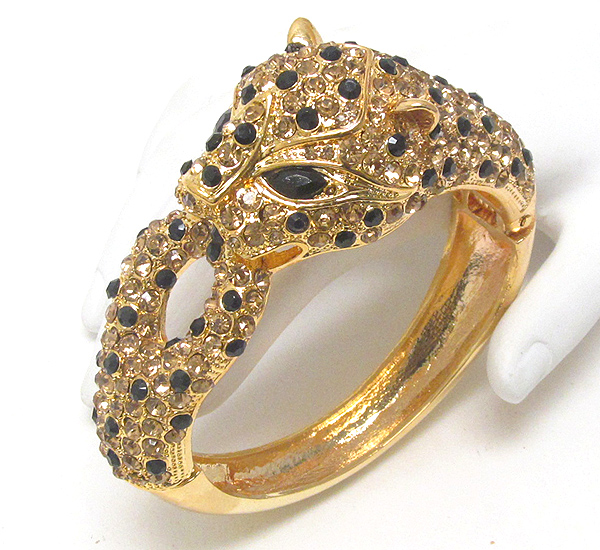 Crystal pave jaguar bangle bracelet