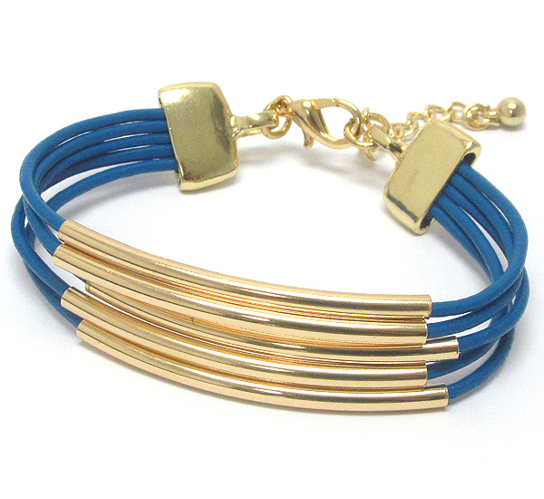 Multi metal tube and cord bracelet