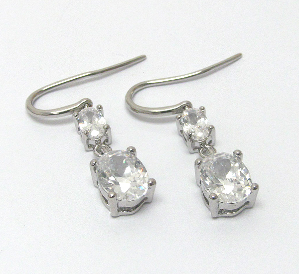 Oval shape double facet cubic zirconia drop earring