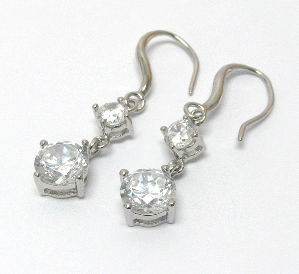 Double facet cubic zirconia drop earring