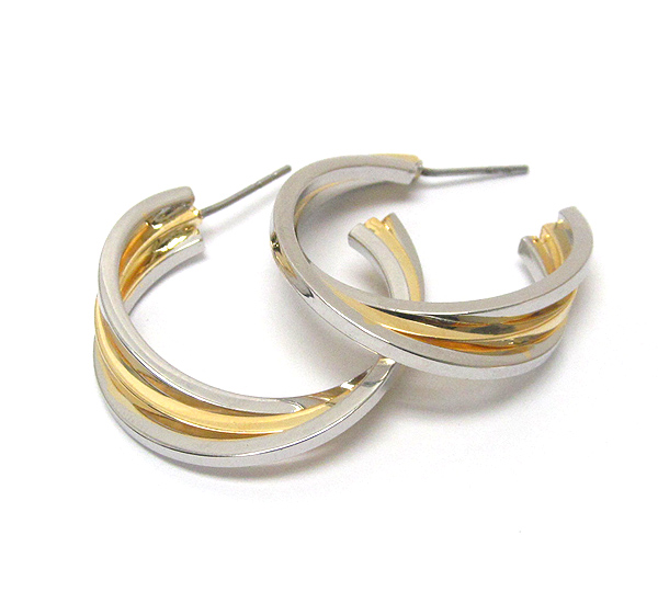 Multi metal wire twist hoop earring - hoops