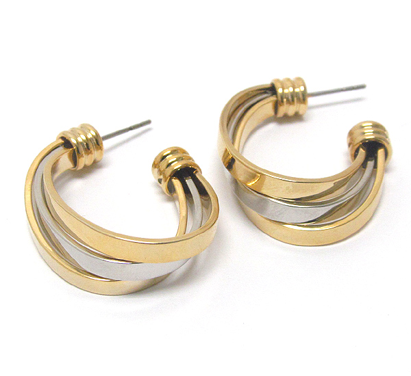 Multi metal wire twist hoop earring - hoops