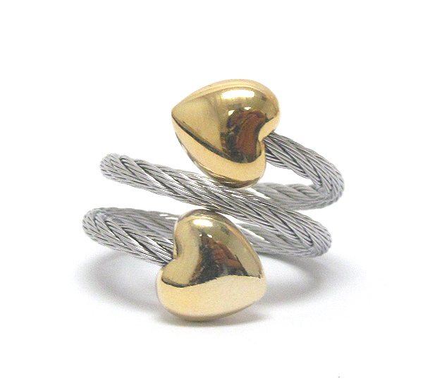 Puff heart and flexible metal rope ring