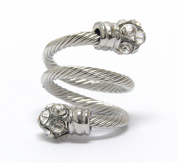 Crystal ball and flexible metal rope ring