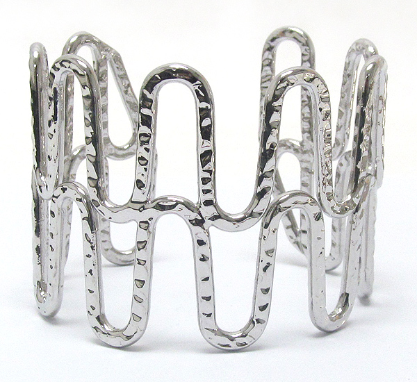 Textured metal double wave bracelet