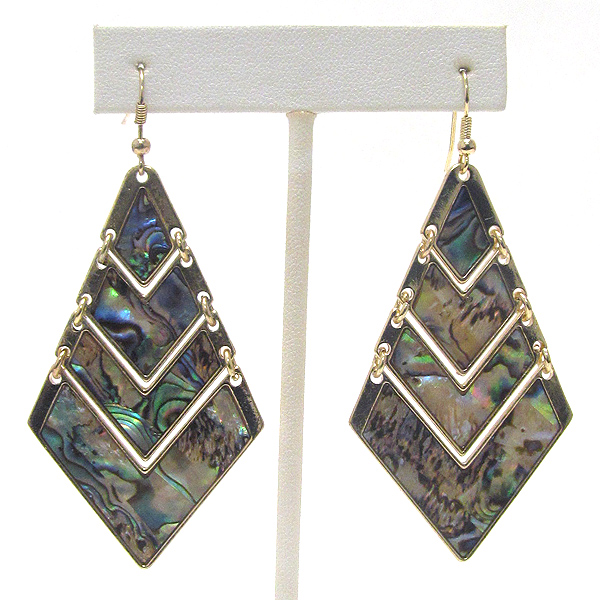 Multi chevron link and abalone deco earring