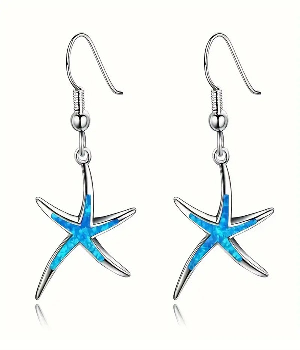 Blue starfish earring