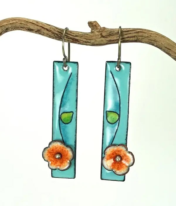Handcraft flower art bar earring