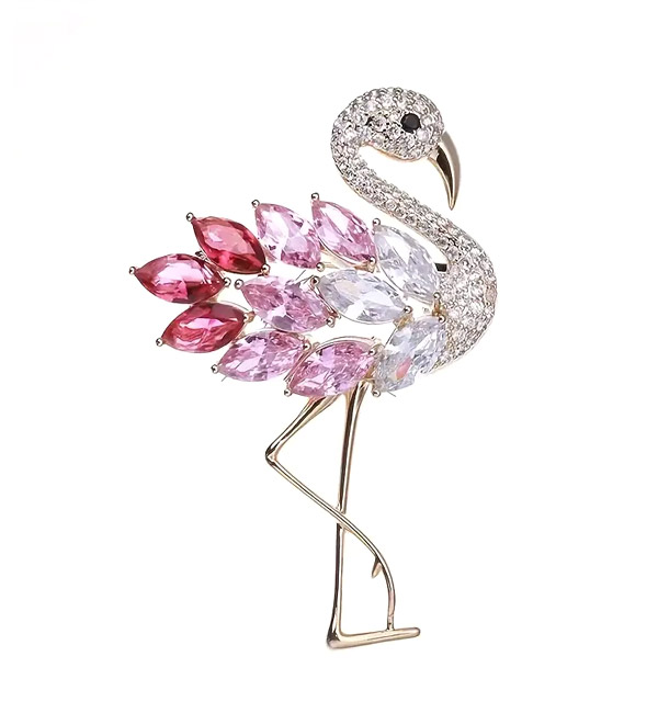 Elegant flamingo brooch