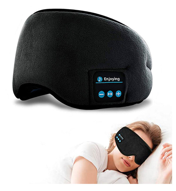 Bluetooth sleep mask with built-in headphones for comfortable rest.