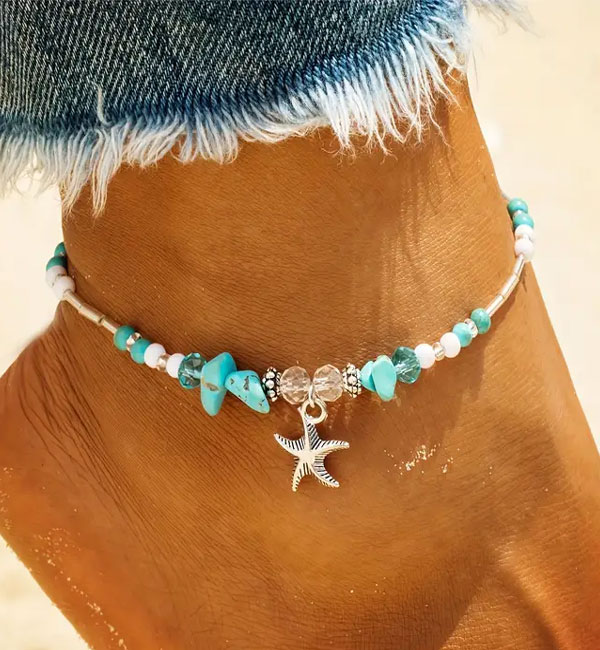 Turquoise starfish anklet