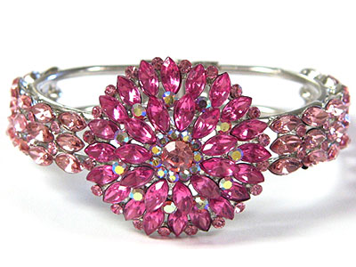 Crystal and glass hinge style bangle