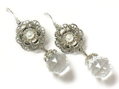 Facet clear ball drop earring