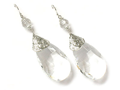 Facet clear tear drop earring