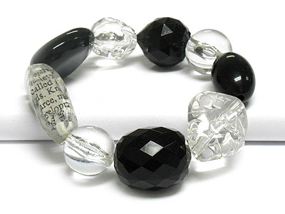 Black and ice two color beads bracelet