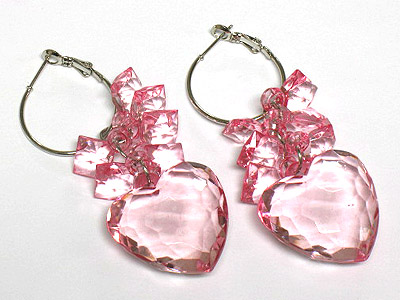 Lucite heart drop earring