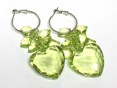 Lucite heart drop earring