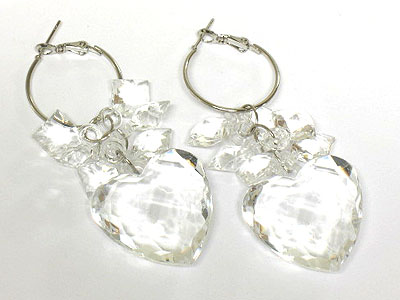 Lucite heart drop earring