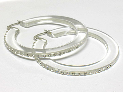 Crystal stud acryl hoop earring - hoops