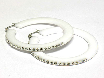 Crystal stud acryl hoop earring - hoops