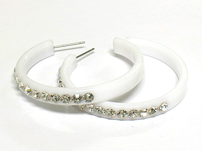 Crystal stud acryl hoop earring - hoops