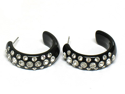 Crystal stud acryl hoop earring - hoops