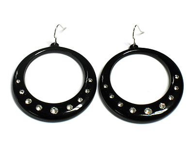 Crystal stud acryl hoop earring - hoops