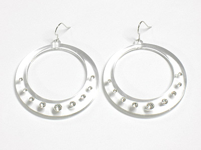 Crystal stud acryl hoop earring - hoops