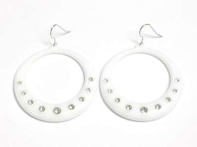 Crystal stud acryl hoop earring - hoops