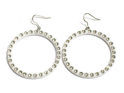 Crystal stud acryl hoop earring - hoops