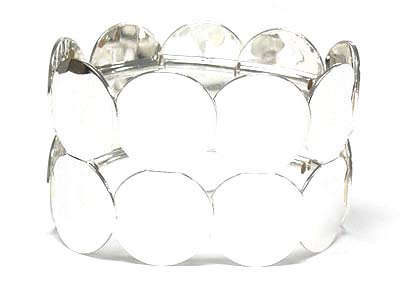 Round metal disk link stretch bracelet