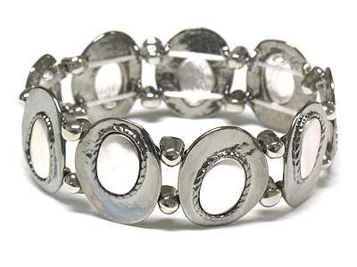 Metal disk link stretch bracelet