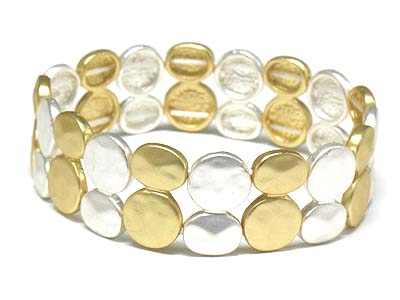 Metal disk link dual stretch bracelet