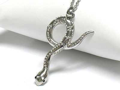 Crystal stud snake pendant necklace