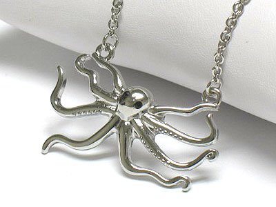 Crystal stud octopus pendant necklace