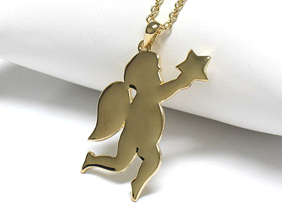 Flat metal angel peandant necklace