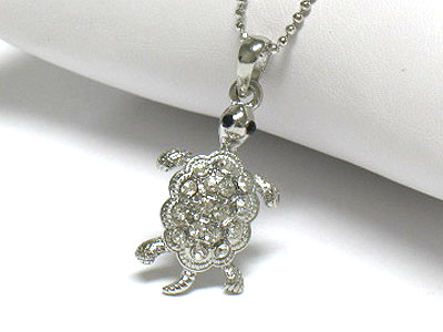 Crystal turtle pendant necklace