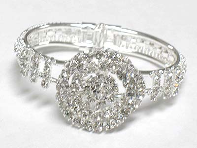 Boutique style rhinestone deco hinge bangle