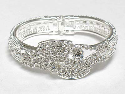 Boutique style rhinestone deco hinge bangle